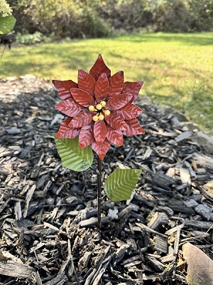 Poinsettia Recycled Metal Art 5